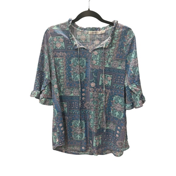 Cure Tops - Cure Patchwork Design Tee Size L